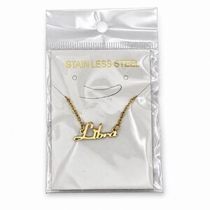 Libra Necklace Gold Tone Stainless Steel Zodiac Astrology Pendant Gift for Women